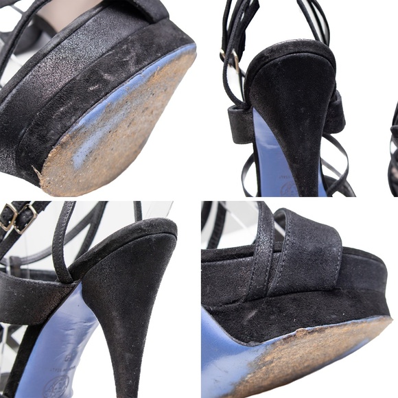 Versace Black Suede Crisscross Platform Sandals – Size 39 EU / 6 UK / 9 US - Picture 11 of 12